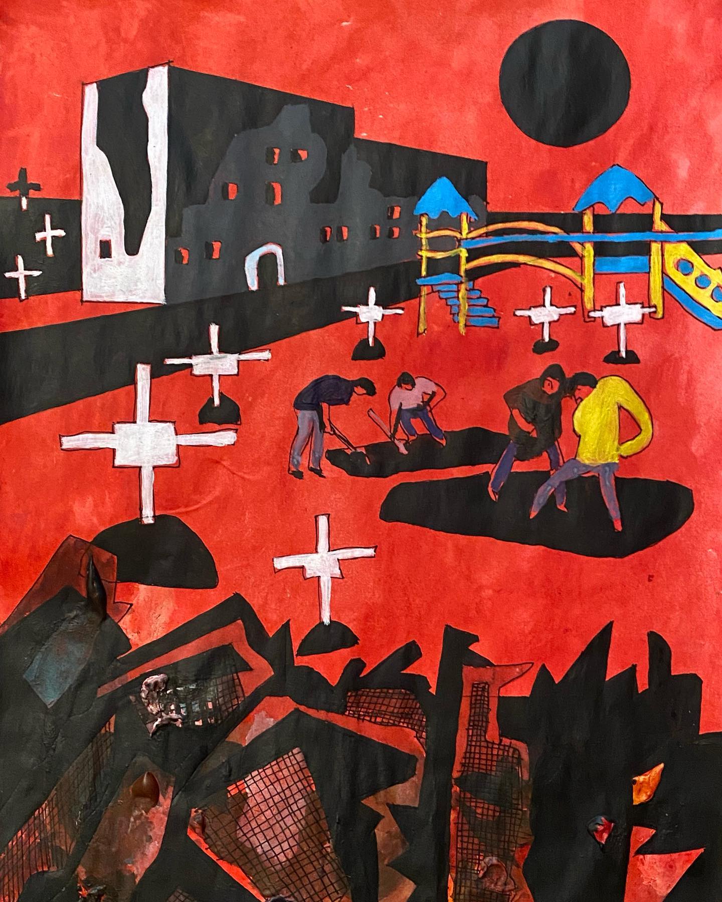 A cemetery in a children's playground in rocket-ravaged blockaded Mariupol A cemetery in a children's playground in rocket-ravaged blockaded Mariupol