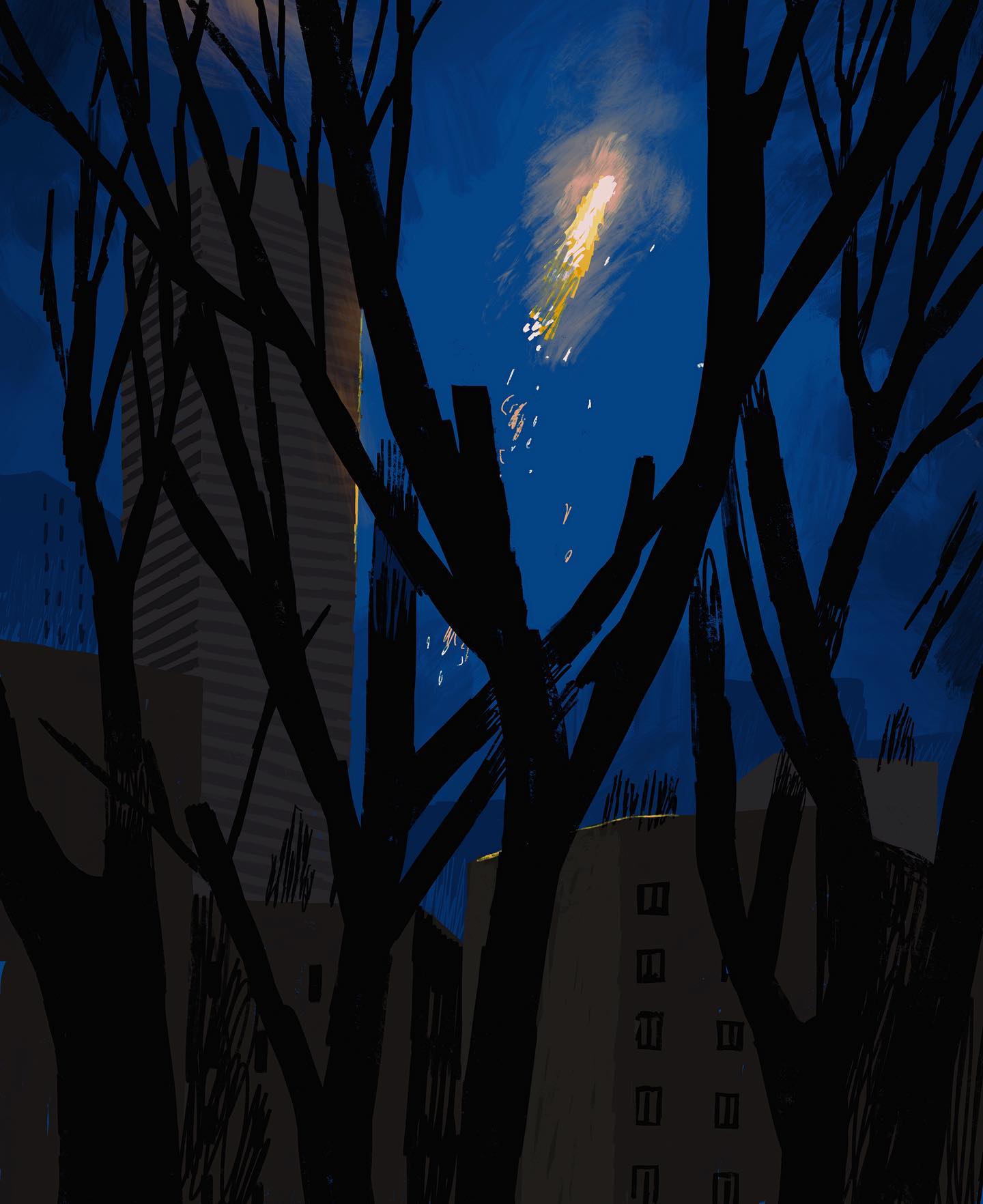 Lighting rockets in Kyiv